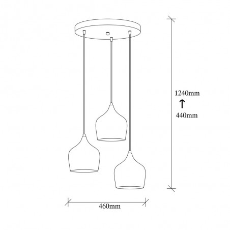 Pendant Lamp Momo 22 Black (3 lights)