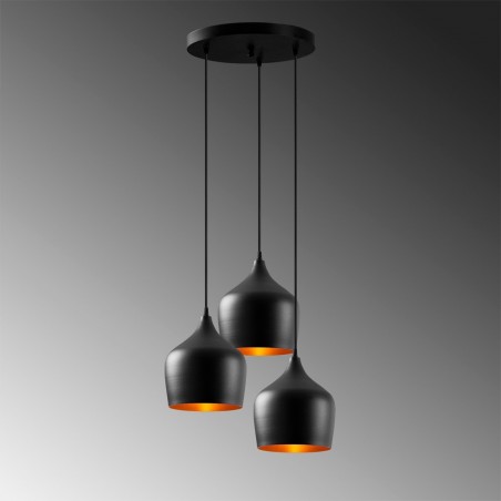 Lámpara colgante Momo 22 Negro (3 luces)