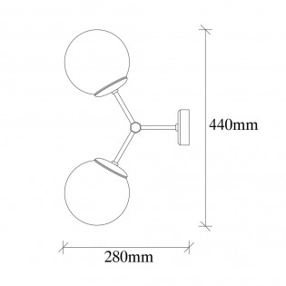 Aplique de pared Mulen Negro (2 luces)