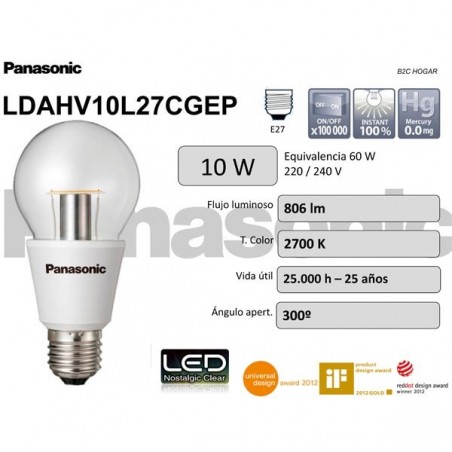 LED-Glühbirne 10W Nostalgic Clear - Panasonic