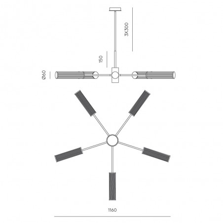 Lámpara colgante LED Ison (5x5W)