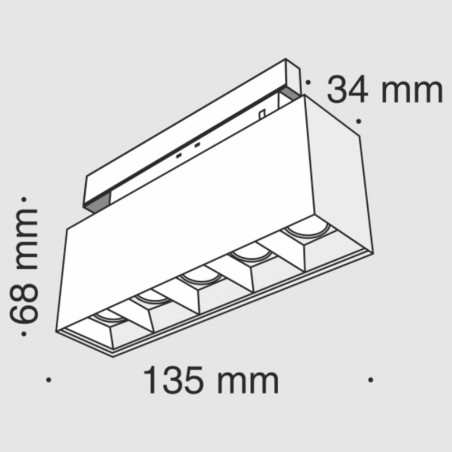 Foco de carril magnético Led (5 luces) (10W)