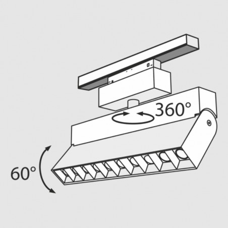 Foco de carril magnético orientable Led (10 luces) (20W)