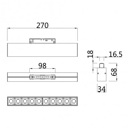 Foco de carril magnético orientable Led (10 luces) (20W)