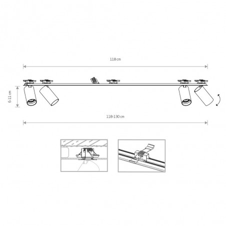 Regleta de techo empotrable Mono Surface (4 Luces)